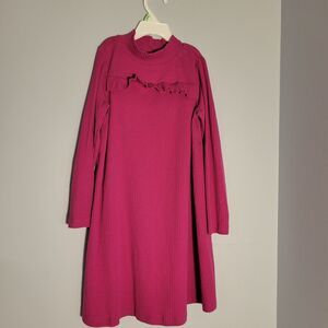 Hanna Andersson Dark Pink Ribbed Knit Dress Girl's Size 120 / 6-7
